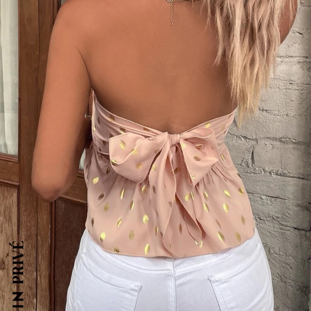 Gold dot print tube top
